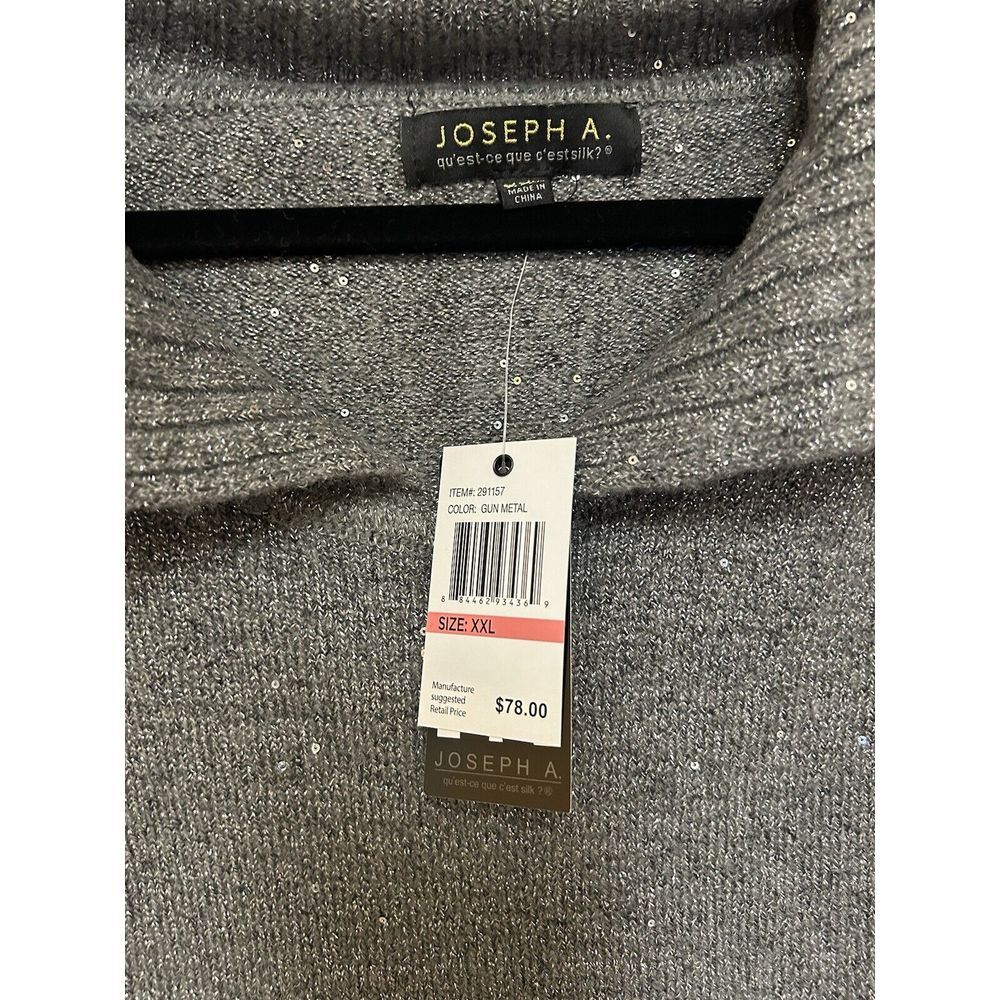 *NWT* Joseph A. (Size XXL)Color Gun Metal‎ Metallic Sparkle Boat Neck Sweater